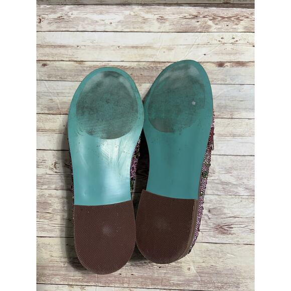 Betsey Johnson Aron Floral Multi Loafers Size 9 Pink Sparkle Bling - Picture 8 of 8